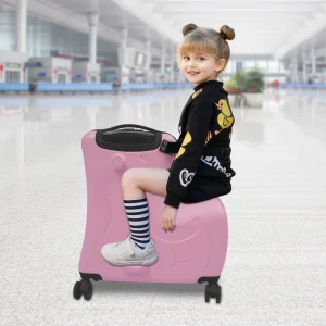 Suitcase Portable Children's Travel  Rideable (Pink)