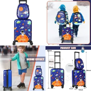 Children's Luggage Set with Hard Case Suitcase and Backpack for Travel