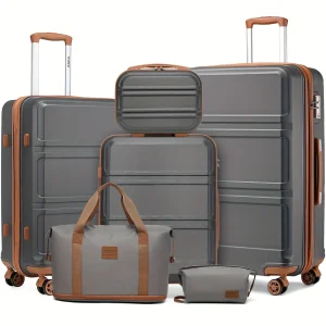 6-Pc Luggage Set - Lightweight ABS Hard shell - Suitcases + Beauty Case & Duffel
