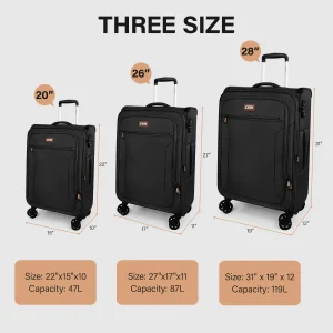 Softside Luggage Expandable 3 Piece Set  for Traveling
